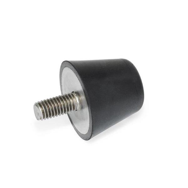 J.W. Winco GN254-50-M10-40-55 Tapered Bmpr Stainless, Nat. Rubber, Threaded Stud 254-50-M10-40-55